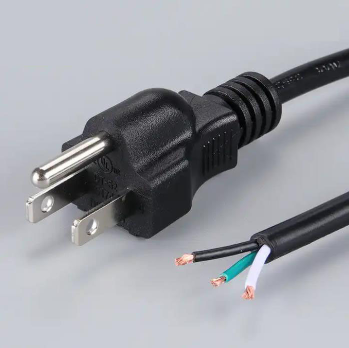 300V Japonya AC Güç Kabloları Üç Fişli 3 Çekirdekli Uzatma Güç Kablosu 18 Awg