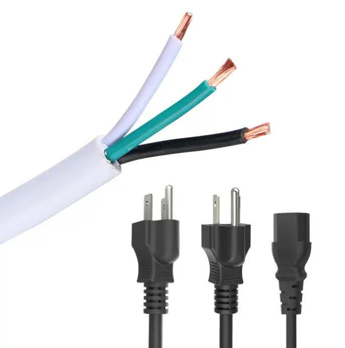 300V Japonya AC Güç Kabloları Üç Fişli 3 Çekirdekli Uzatma Güç Kablosu 18 Awg
