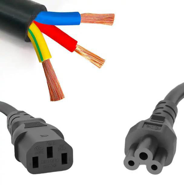 Fiş Avrupa AC Güç Kabloları 250V Hafif Düz IEC C13 Güç Kabloları