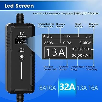 3.5KW 16A 7KW 32A Ev Uygulama Bağlantısı Araba Elektrikli Şarj Aracı Tip 2 Ac Ev Taşınabilir Şarj Aracı