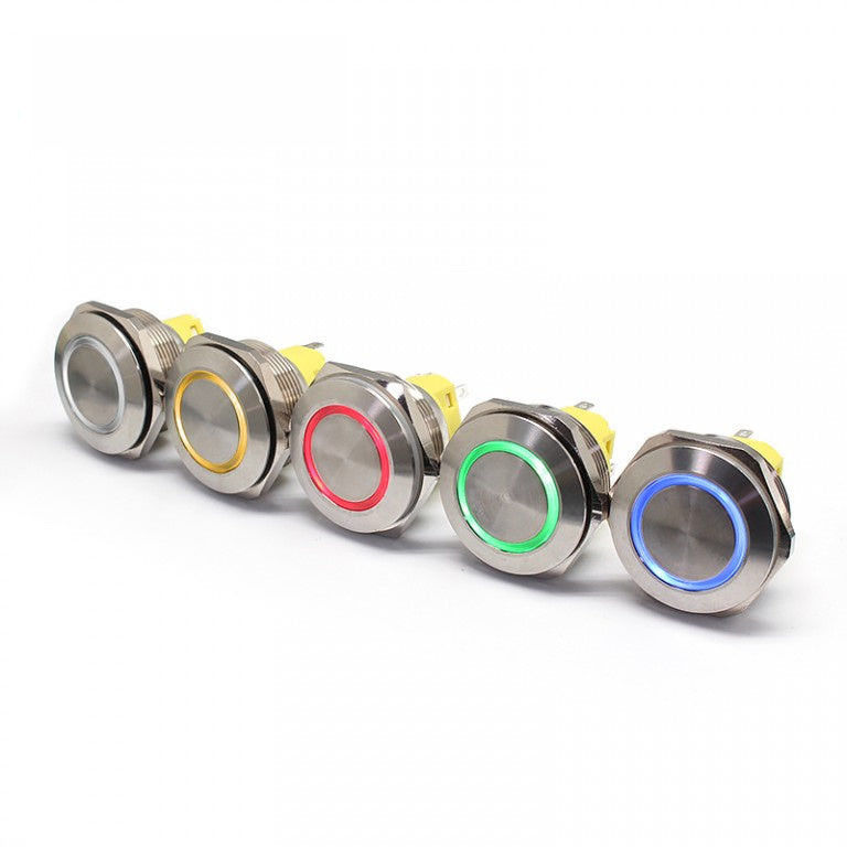 28mm Işıklı Metal Buton Anahtarları Yuvarlak 500V Halka Tipi LED