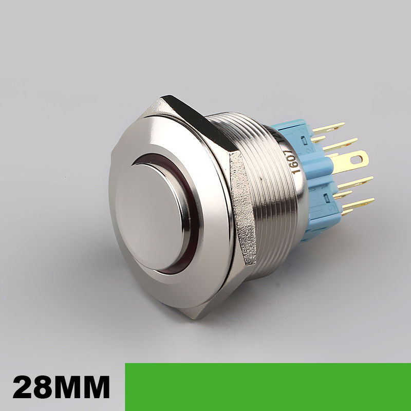 28mm Işıklı Metal Buton Anahtarları Yuvarlak 500V Halka Tipi LED