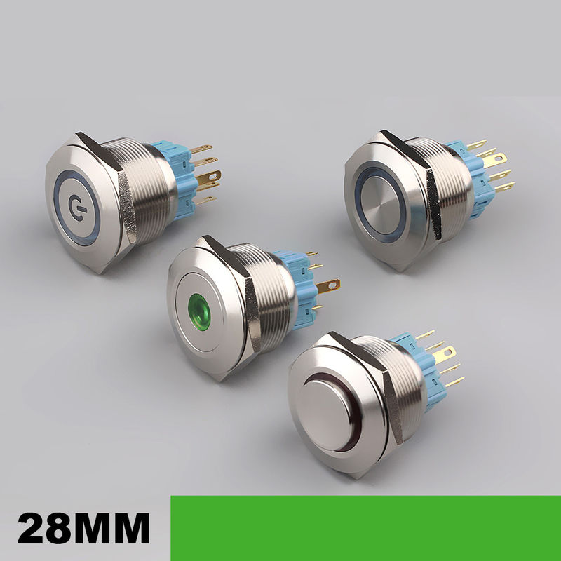 28mm Işıklı Metal Buton Anahtarları Yuvarlak 500V Halka Tipi LED