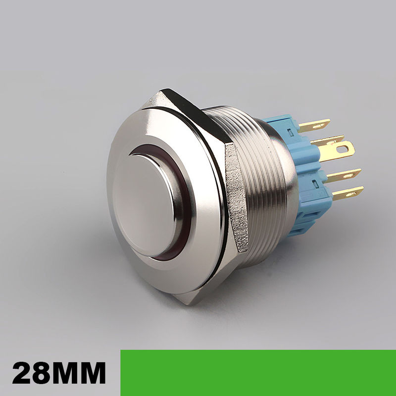 28mm Işıklı Metal Buton Anahtarları Yuvarlak 500V Halka Tipi LED