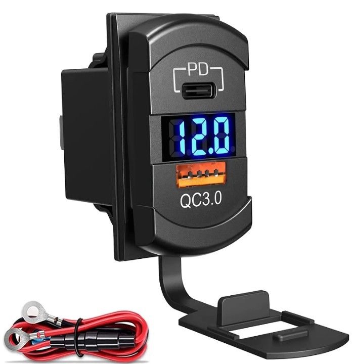 12v 24v USB şarj cihazı Rocker anahtarı Hızlı şarj soketi Su geçirmez Hızlı çift Pd Qc3.0 Arabalar için Tekne
