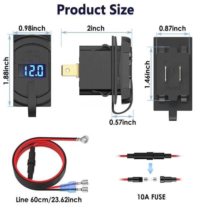 12v 24v USB şarj cihazı Rocker anahtarı Hızlı şarj soketi Su geçirmez Hızlı çift Pd Qc3.0 Arabalar için Tekne