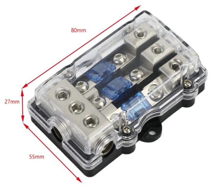 3Way Car Mini ANL Blade Fuse Holder Stereo Audio Güç Dağıtım Bloku 60 Amp Fuse Holder Panel Mount