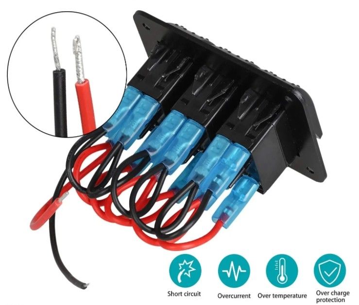 DC 12V 24V Mavi LED arka ışık 3 Gang Alüminyum 5 Pin ON Off Toggle Rocker Switch Panel