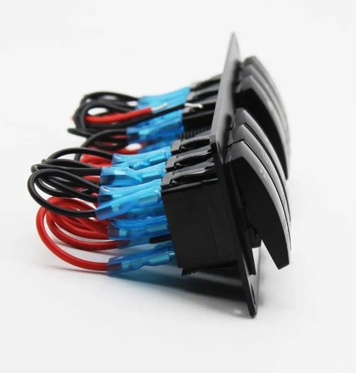 Renk Voltmetre 6 Gang DC12V 24V LED On Off 5 PIN Rocker Değiştirme Paneli Karavan Otomotiv Denizcilik için