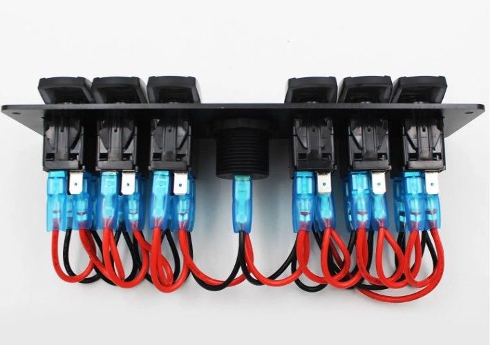 Renk Voltmetre 6 Gang DC12V 24V LED On Off 5 PIN Rocker Değiştirme Paneli Karavan Otomotiv Denizcilik için