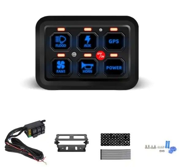 6 Gang 12V Led Switch Panel RGB Kit Otomatik APP ile Düzenlenebilir Evrensel Işık Çubuğu Kontrolörü