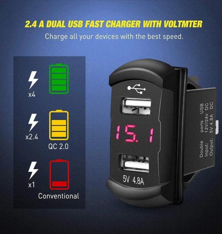 DC12V 24V 3 Gang Kırmızı LED Light Rocker Çapraz Panel Kutusu Araba Denizci Kamyonlar için Voltmeter