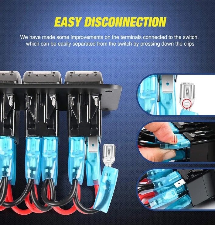 DC12V 24V 3 Gang Kırmızı LED Light Rocker Çapraz Panel Kutusu Araba Denizci Kamyonlar için Voltmeter