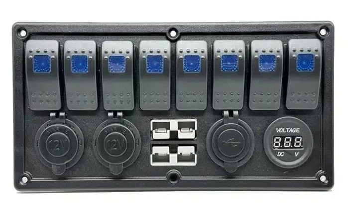 12V 8 Way Gang Rocker Değiştirme Paneli W / 50A Çift Anderson fişleri ile Aksesuar Güç Soketi & Çift USB
