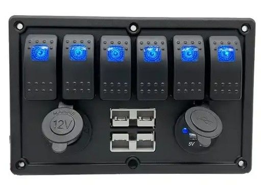 12V 8 Way Gang Rocker Değiştirme Paneli W / 50A Çift Anderson fişleri ile Aksesuar Güç Soketi & Çift USB