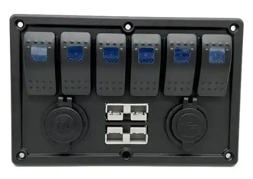 12V 8 Way Gang Rocker Değiştirme Paneli W / 50A Çift Anderson fişleri ile Aksesuar Güç Soketi & Çift USB