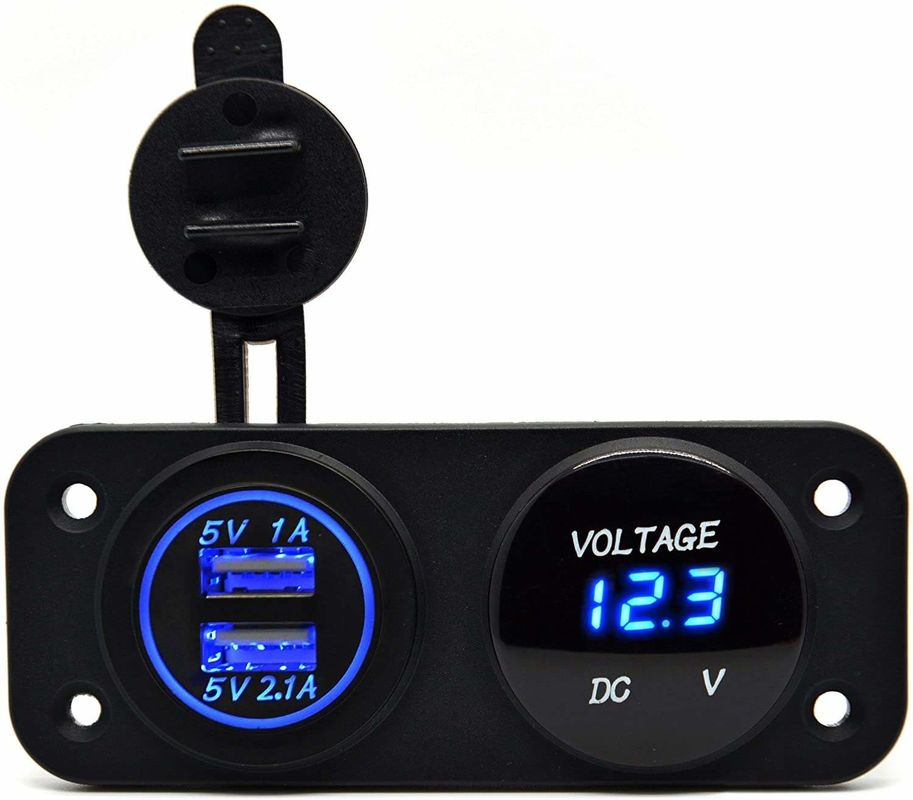 DC 12V 24V LED Dijital Voltmeter Çift USB Çıkış Güç Soket Paneli 3.1A Şarj cihazı