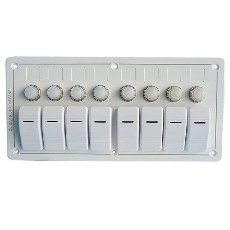 12-24V 6 Gang Boat Switch Panel Blue LED Rocker On-Off Seçenek devre kesici