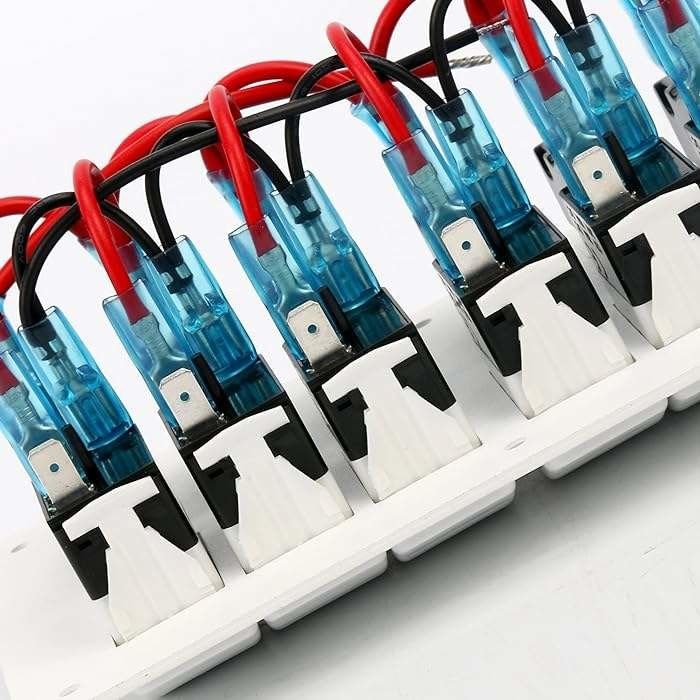 12-24V 6 Gang Boat Switch Panel Blue LED Rocker On-Off Seçenek devre kesici
