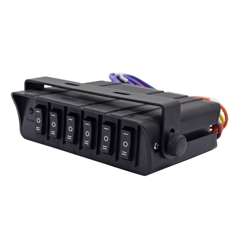 6 Gang Rocker Değiştirme Kutusu SPST On/Off Rocker Toggle Switch Panel 30Amp Max 12 AWG Kablolar