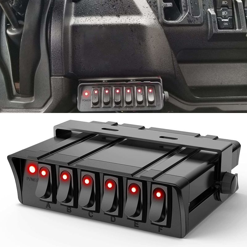 6 Gang Rocker Değiştirme Kutusu SPST On/Off Rocker Toggle Switch Panel 30Amp Max 12 AWG Kablolar