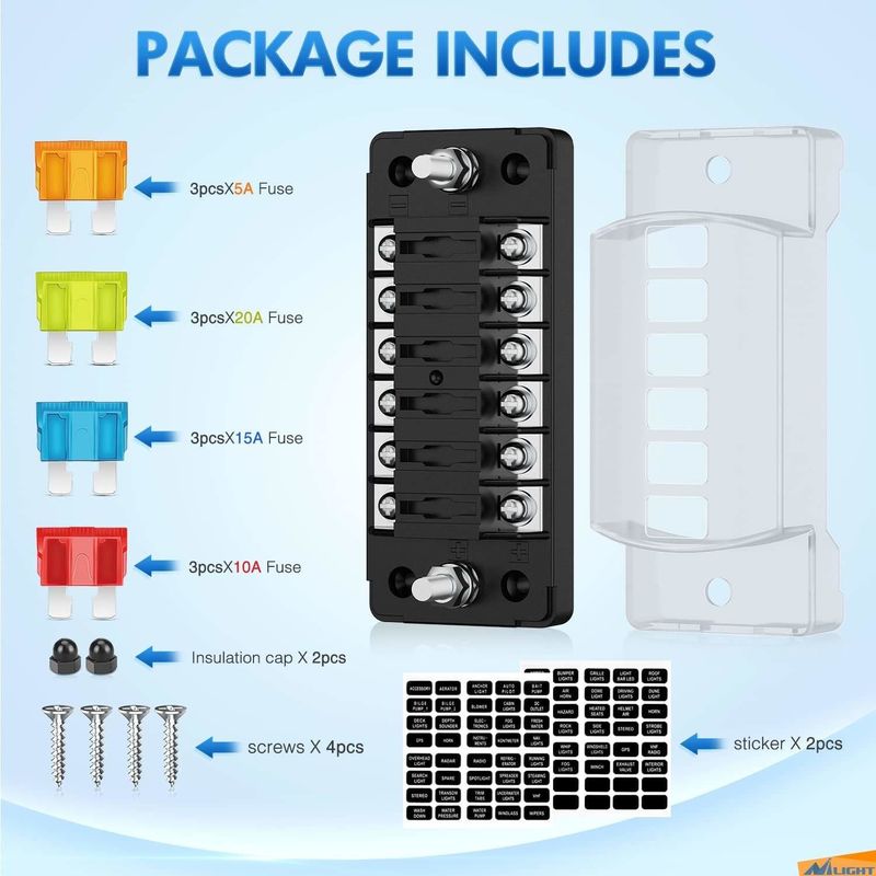 12V-24V DC 6 Yolu Sigorta Blokları Atc/Ato Standart Otomobil Sigorta Kutuları